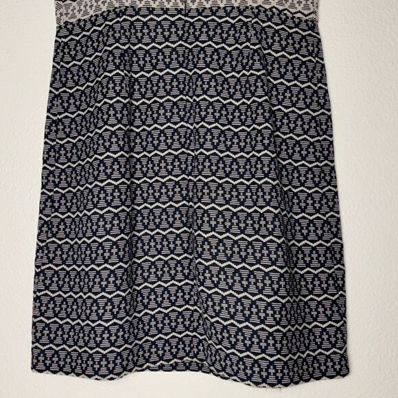 Ann Taylor Loft Shift Dress Woman's 6 Tapestry Geometric Ikat Print Navy Blue - Picture 8 of 16